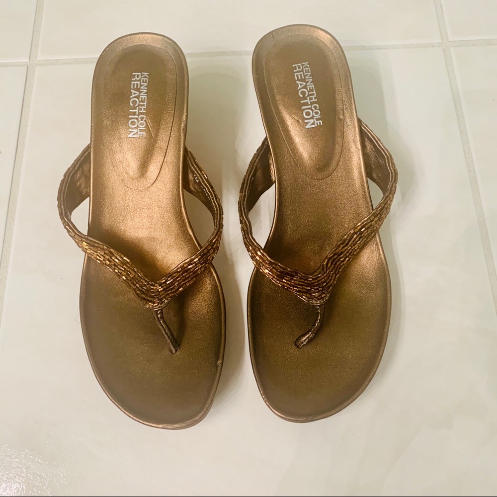 Beaded Brown/Copper Thong Sandals
